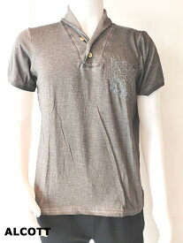 アルコット ALCOTT インポート 半袖ポロシャツ 半袖Tシャツ カットソー メンズ トップス 綿100％ コットン100％ (グレー)