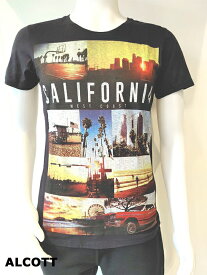 アルコット ALCOTT インポート CALIFORNIA 半袖Tシャツ カットソー メンズ トップス 綿100％ コットン100％ (ブラック)