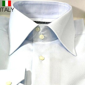 イタリア製 BASILE インポート ドゥエ セミワイド襟 無地シャツ ドレスシャツ （ブルー） バジーレ