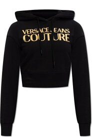 Versace Jeans Couture フリース ロゴプリント クロップドパーカー