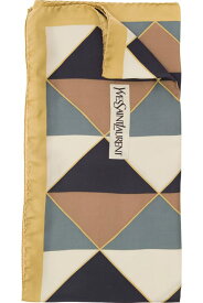 Saint Laurent スカーフ＆ストール シルクウーマンの幾何学模様のマルチカラースクエアスカーフ