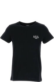 A.P.C. Tシャツ コットン ウーマンのロゴ入りブラック クルーネック T シャツ
