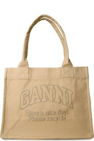 Ganni トートバッグ 「easy」クリーム リサイクル コットン ショッピング バッグ