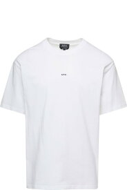 A.P.C. シャツ 「kyle」コットンマンのフロントロゴプリント付きホワイトクルーネックTシャツ