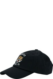 Kenzo 帽子 コットンマンのタイガーとロゴ刺繍入りブラックベースボールキャップ