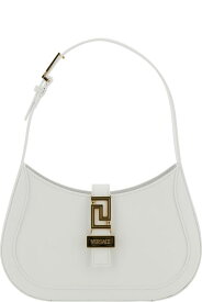 Versace トートバッグ 「グレカ ゴッデス」 レザー ウィメンズ ロゴディテール付きスモール ホワイト ホーボー バッグ