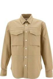 Alexander McQueen シャツ コットンウーマンのパッチポケット付き「ミリタリー」ベージュシャツ