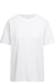 Maison Margiela Tシャツ コットン ジャージーの女性の同系色のレタリング プリント付きホワイト クルーネック T シャツ
