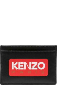 Kenzo 財布 レザーマンのロゴプリント付きブラックカードホルダー
