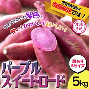 【送料無料】パープルスイートロード 訳ありサイズ見計い 充填時5kg さつまいも 秋新芋青果 岡山県産 サツマイモ 薩摩芋 さつま芋 紅芋 やきいも 焼芋 焼き芋 焼きイモ 箱売り 希少品種 わけ