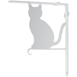 棚受け 猫A 白 大サイズアイアン ロートアイアン 玄関 外壁 おしゃれ 戸建て 家 建築 アンティーク風 海外 北欧 アメリカン デザイン 住宅 材質 ウォールアクセサリー オーナメントdiy おしゃ