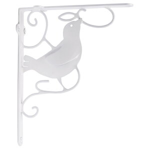 棚受け 小鳥 白 左用 大サイズアイアン ロートアイアン 玄関 外壁 おしゃれ 戸建て 家 建築 アンティーク風 海外 北欧 アメリカン デザイン 住宅 材質 ウォールアクセサリー オーナメントdiy