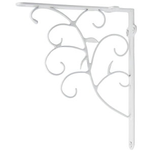 棚受け リーフ 白 右用 大サイズアイアン ロートアイアン 玄関 外壁 おしゃれ 戸建て 家 建築 アンティーク風 海外 北欧 アメリカン デザイン 住宅 材質 ウォールアクセサリー オーナメ