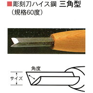 三木章刃物本舗　彫刻刀ハイス鋼　三角型（規格60度）　12mm