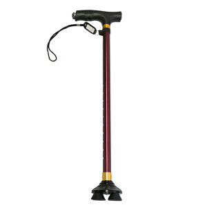 【送料無料】LEDライト杖 軽量 4点杖 四点杖 ステッキ 伸縮杖 母の日 父の日 敬老の日 介護 プレゼント リハビリ 自立 杖 LEDライト 自立式 伸縮可能 夜間 303-2Y-J0319 ワインレッド ブラック ゴー