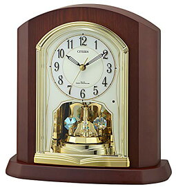 リズム(RHYTHM) シチズン 置き時計 電波時計 木製枠 回転飾り ブラウン 25.1x24.2x10.5cm CITIZEN 4RY702-N06