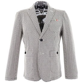 L(48) サイズ シングル 2つボタン ジャケット ホワイト 秋冬 長袖 コードビー メンズ カジュアル 男性 40代 50代 60代 70代 中年 アウター 秋 10月