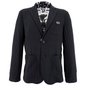 L(48) サイズ シングル 2つボタン ジャケット ブラック 秋冬 長袖 コードビー メンズ カジュアル 男性 40代 50代 60代 70代 中年 アウター 秋 10月