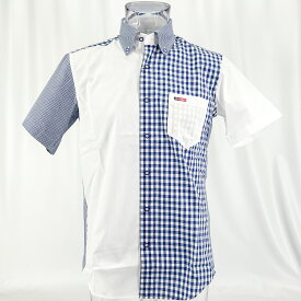 春夏 シャツ-半袖 LL サイズ ブルー サルヴァトーレ・ヴィンチ 日本製 メンズ カジュアル 男性 40代 50代 60代 70代