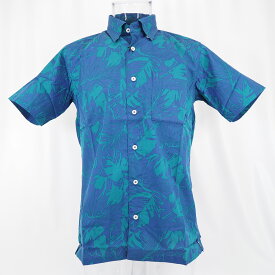 日本製 3L(52) サイズ ボタニカル シャツ-半袖 ブルー 春夏 半袖 コードビー メンズ カジュアル 男性 40代 50代 60代 70代 中年 派手