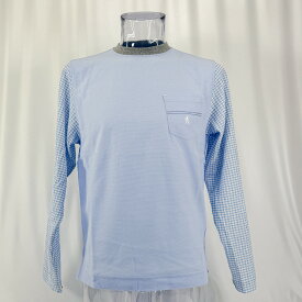 日本製 46(M) サイズ 胸ポケット付 ハイブリッド素材 半袖Tシャツ ブルー 春夏 長袖 クルーネック 有り ラウラフェリーチェ メンズ カジュアル 男性 40代 50代 60代 70代 中年