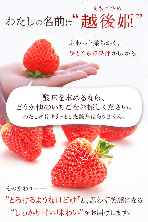 越後姫｜酸味控えめでしっかり甘い、とろける口どけのいちご