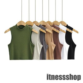 夏 新しいスタイル インホット ガール ショート スリムタートル ネック ノースリーブベストボトムス 女性用 トップスイン