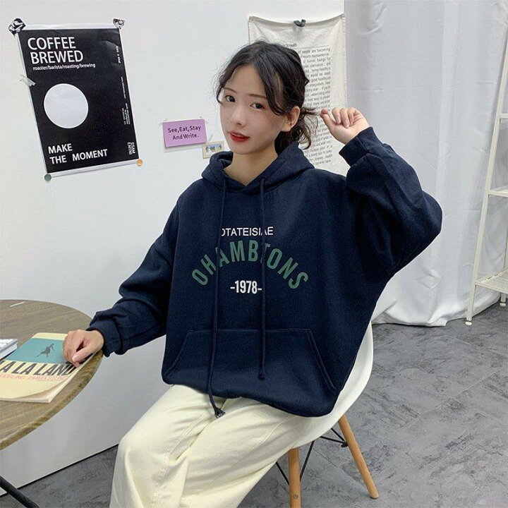 楽天市場】パーカー レディース 韓国ファッション ロング丈 長袖 原宿 