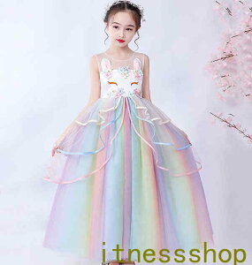 THOM WILLS 新生活 子供ドレス フォーマルワンピース 子供プリセンス お姫様ドレス ロングスカート ふわふわ リボン付き 女の子 演出服 ピアノ発表会 結婚式 七五三 花 flower dress ホワイト ピン