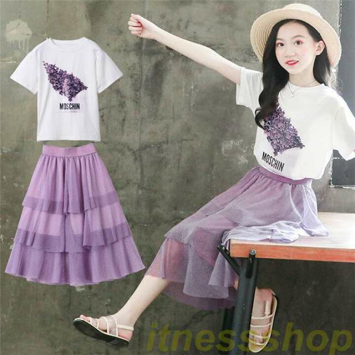 楽天市場】新品 セットアップ 子供服 女の子 レーススカート 2点セット 
