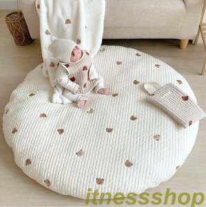 キッズプレイマット ベビーマット おしゃれ 円形 遊びマット ベビークロールマット 柔らかい 綿超ソフト 四季兼用 水洗い可能 取り外し可能 厚手 赤ちゃん ギフト 約直径85cm