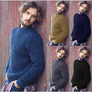 THOM WILLS ニットセーター メンズ 丸首 ブラック 無地 セーター トップス おしゃれ ファッション 通勤 秋冬新作 5color 男性 30代 40代 ニット 長袖