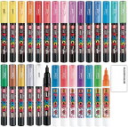 三菱鉛筆 ポスカ ラメポスカ 極細 PC-1M/PC-1ML 全28色セット + ロコネコ試筆用紙セット