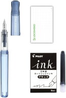 パイロット 万年筆 kakuno カクノ 細字F FKA-1SR-K 本体 + カートリッジ + ロコネコ試筆用紙 パパブルー
