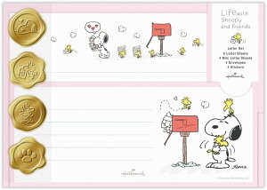ランキング受賞!! ホールマーク スヌーピー レターセット/SNLF 830878 ピンク ウッドストックとハグ