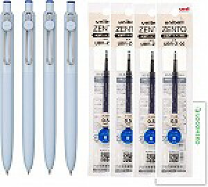 三菱鉛筆 ZENTO ユニボールゼント ベーシックモデル【本体x4、替芯x4】+ロコネコカード (0.5mm 青インク)