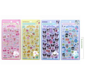 サンスター文具 ボンボンドロップシール 4種 Bセット【キティ ピンク/ポムポムプリン/クロミ/はぴだんぶい】各1 ＋ ロコネコ試貼カード