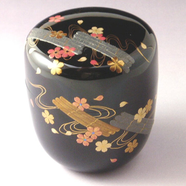 楽天市場】【茶道具】【送料・代引手数料無料】黒中棗花筏蒔絵田中修作 