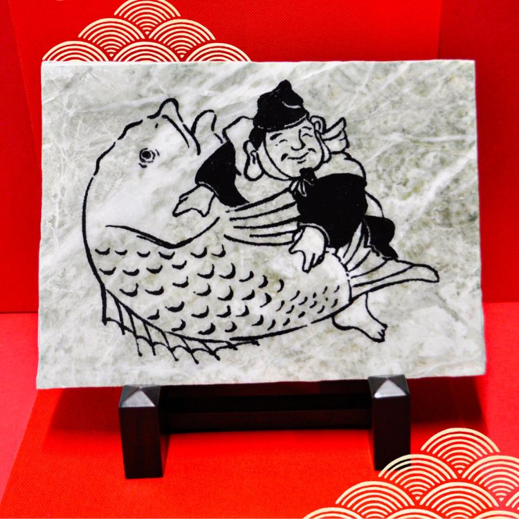 楽天市場】糸魚川翡翠 置物 恵比寿様 鯛 28×24×2.6cm 4.6kg 糸魚川