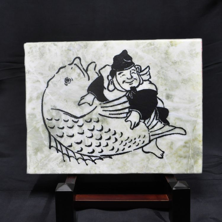 楽天市場】糸魚川翡翠 置物 恵比寿様 鯛 28×21×2.5cm 4.4kg 糸魚川