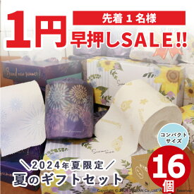 【1円SALE！6月8日20時～在庫1点のみ！】早押し セール！ 送料無料 ギフトセット お中元 詰め合わせ 2024年夏限定 サマーセット 10001141 引越し 挨拶 ティッシュペーパー トイレットペーパー プリント 花火 ひまわり プチギフト イベント お買い物マラソン 3000円 ポッキリ