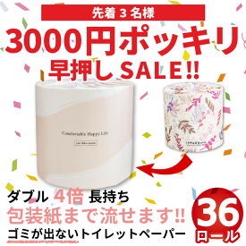 【4月26日20時～在庫3点のみ】3000円 ポッキリ 早押し SALE！ 送料無料 Comfy[コンフィ] トイレットペーパー ダブル 100m 芯なし 36ロール 4倍 長持ち 個包装 10200005 箱買い まとめ買い イットコ スリム 業務用 倍巻 3倍 流せる包装紙 セール イベント お買い物マラソン