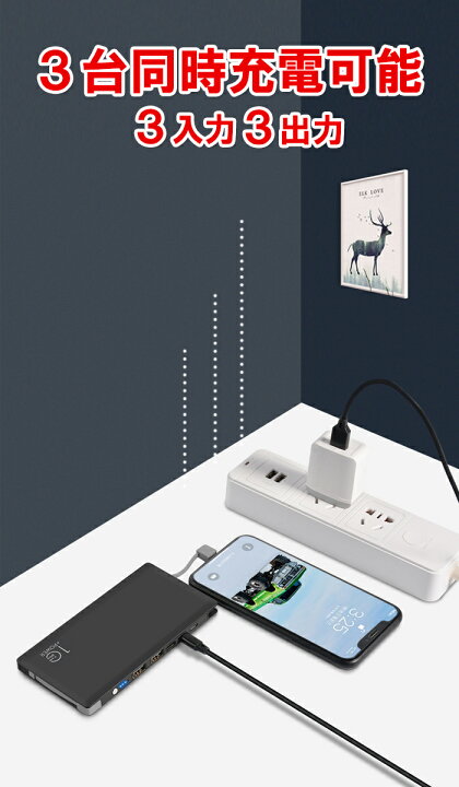 楽天市場 モバイルバッテリー ケーブル内蔵 大容量 mah Typec 軽量 Iphone Android Type C全て対応 充電器 軽量 パワーバンク 軽量 持ち歩き ケーブル付き 急速充電 スマホ用 ゲーム機器 デジカメ Microusb Iphone13 スマホ充電 防災グッズ 4台同時充電可能