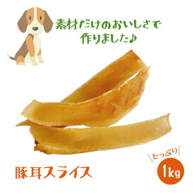 【ポイント5倍】いとしごのおやつ 無添加 犬のおやつ 豚耳スライス1kg（500g×2） ジャーキー 国産 業務用大袋 大型犬 多頭飼い 犬おやつ 無添加 国産 大袋 硬い ドッグフード シニア アレルギー グルテンフリー グレインフリー