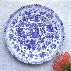 バーレイ ブルー リーガルピーコック プレート 22cm 陶器 イギリス製 食器 Burleigh 鳥 花柄 洋食器 青 皿 E9913