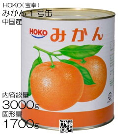 【訳あり】【3kg】 HOKO みかん 中国産 3000g ×1個 / 缶詰 業務用 1号缶 みかん缶 シラップ漬け 凹み 破れ 宝幸