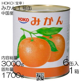 訳あり【6缶】 HOKO みかん 中国産 3000g ×6個 / 1箱 缶詰 業務用 1号缶 みかん缶 シラップ漬け 凹み 破れ 宝幸 まとめ買い