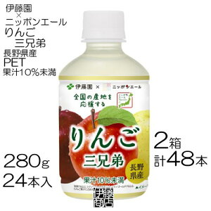 【48本】 伊藤園 ニッポンエール 長野県産 りんご 三兄弟 280g 24本 / 1箱 リンゴ りんごジュース JA ペット PET まとめ買い