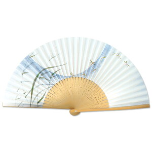 白竹 男性用 紙扇子 月にとんぼ (C4002)