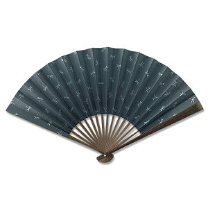 男性用 京扇子 ちょっと大きめ 紙扇子 唐木染 写型 トンボ